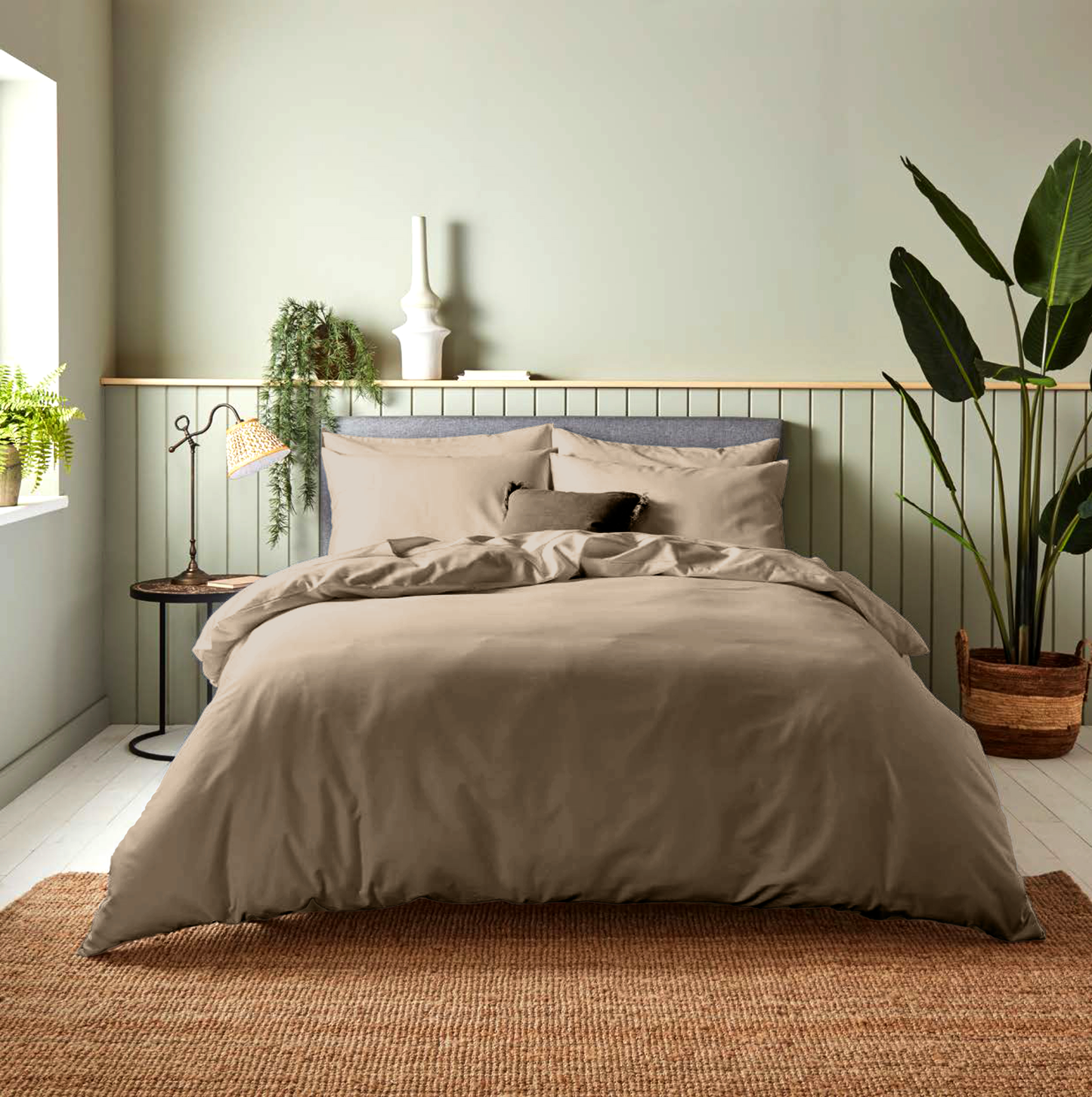 Khaki Cotton Bedsheet Set 300 TC