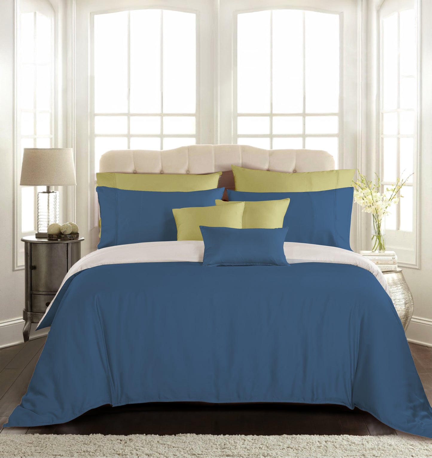 Mediterranean Blue Cotton Bedsheet Set 400 TC