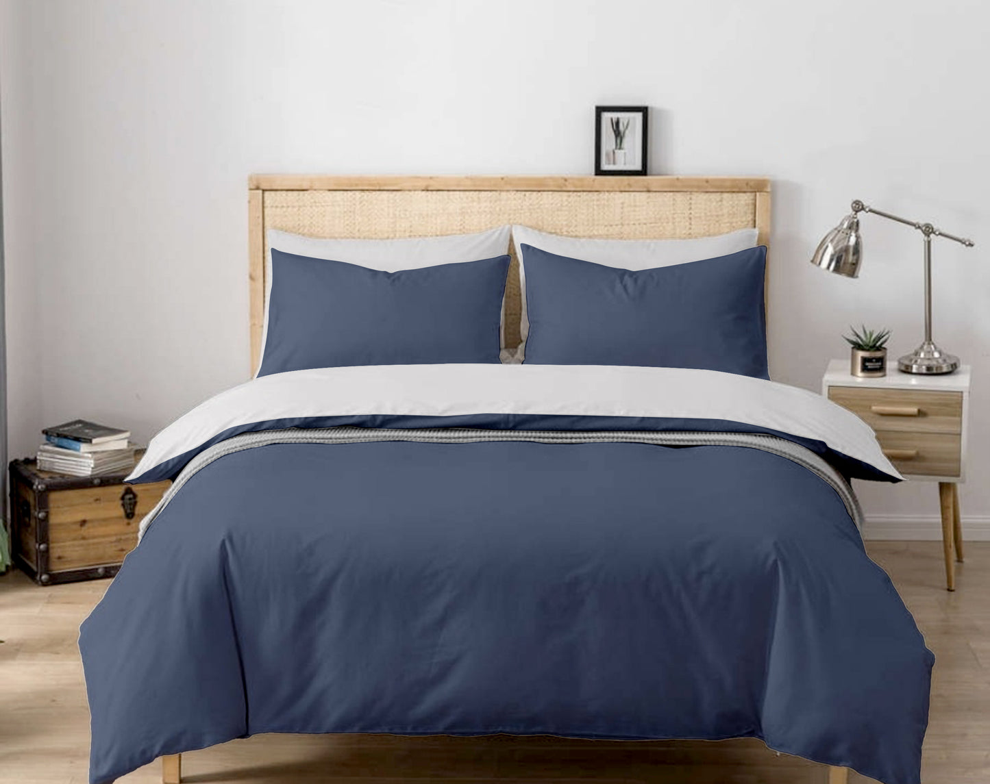 Navy Blue Cotton Bedsheet Set 210 TC