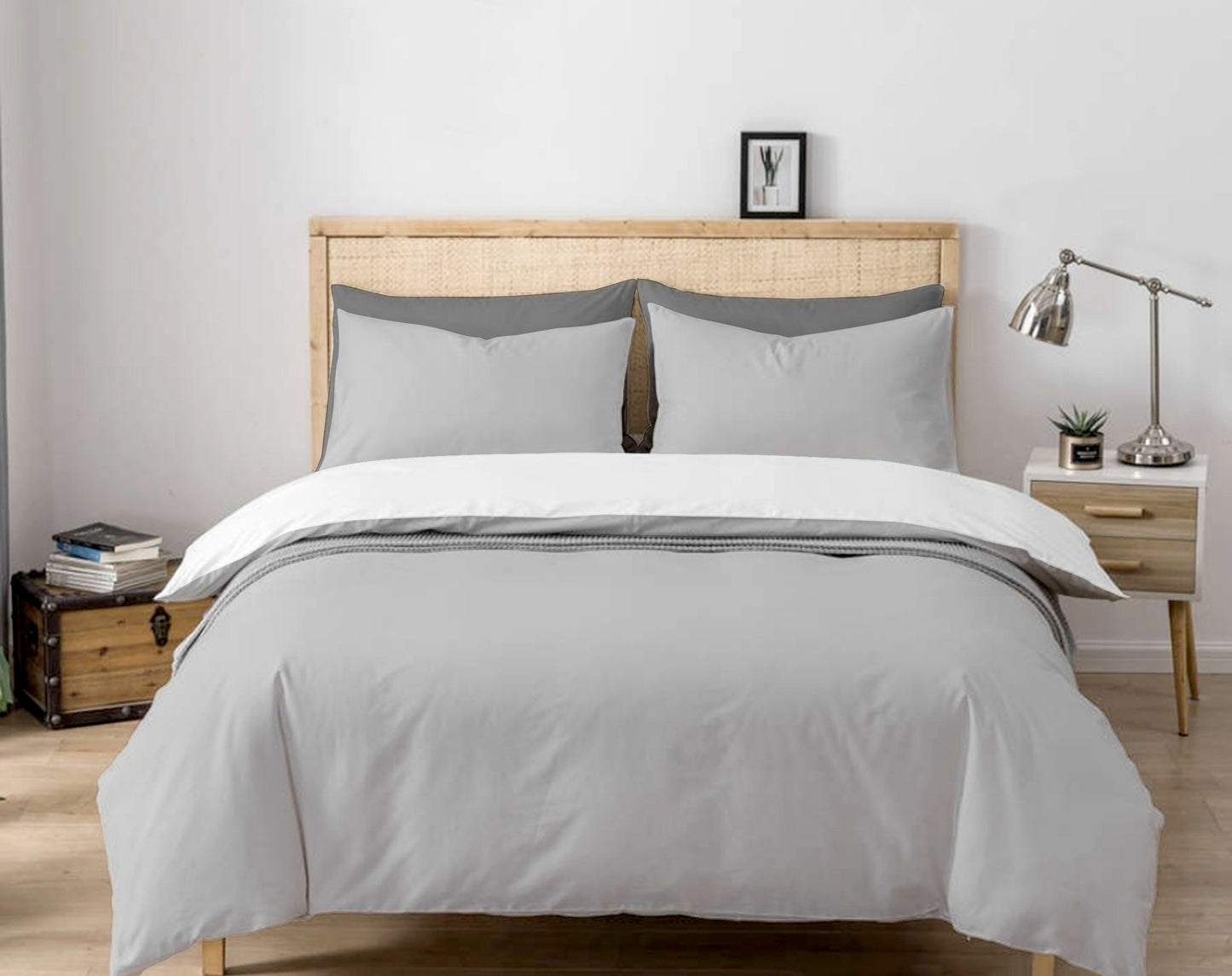Silver Grey Cotton Bedsheet Set 210 TC