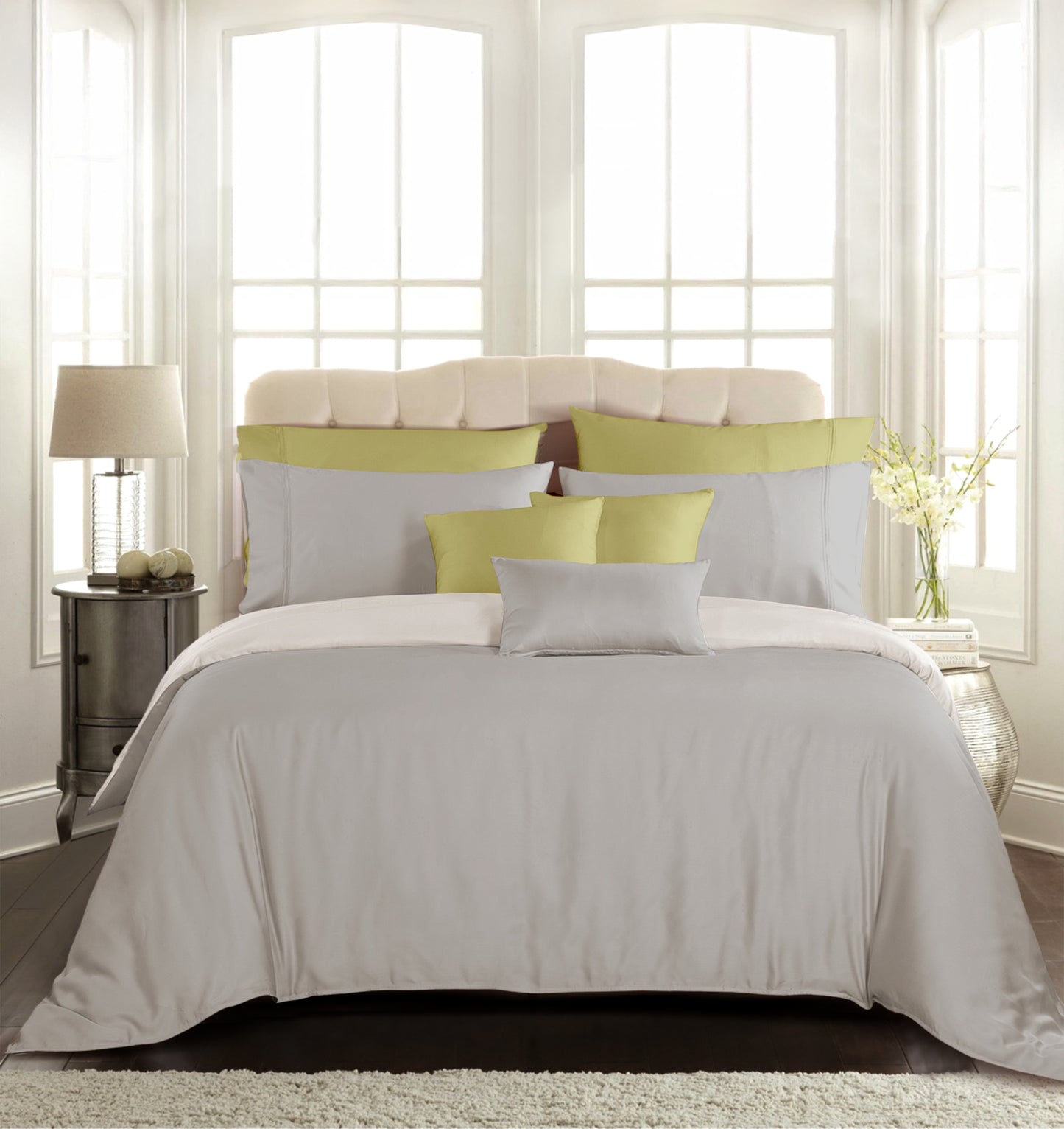 Silver Grey Cotton Bedsheet Set 400 TC