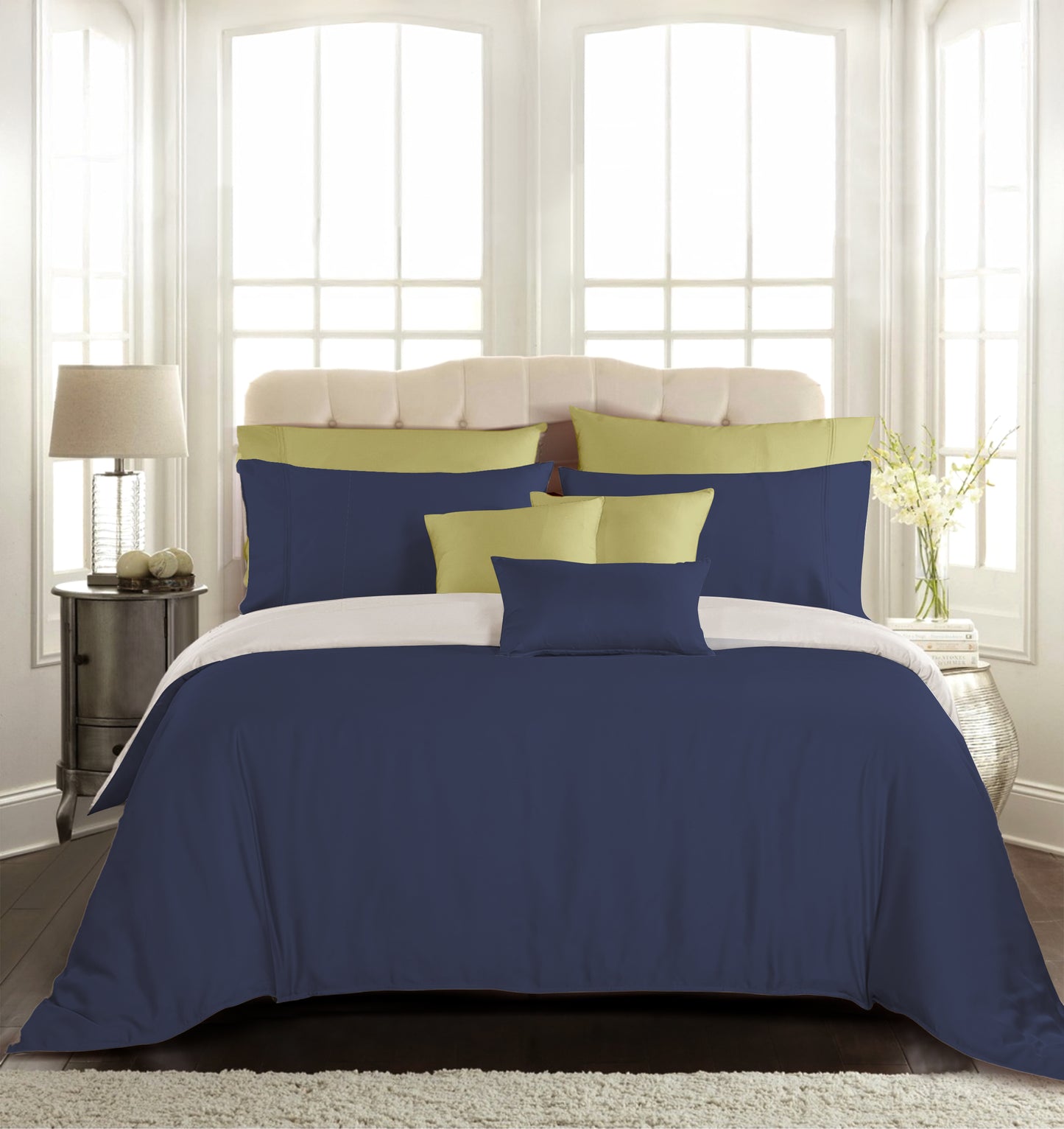 Navy Blue Cotton Bedsheet Set 400 TC